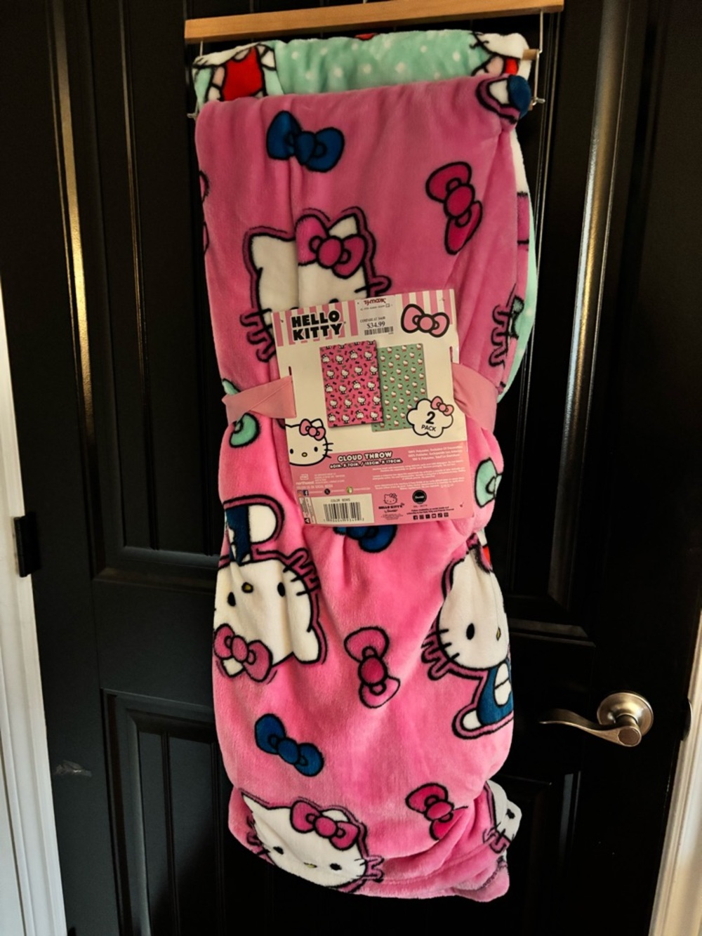 Hello Kitty Pink & Aqua Fleece Throw Blanket 2 Pack